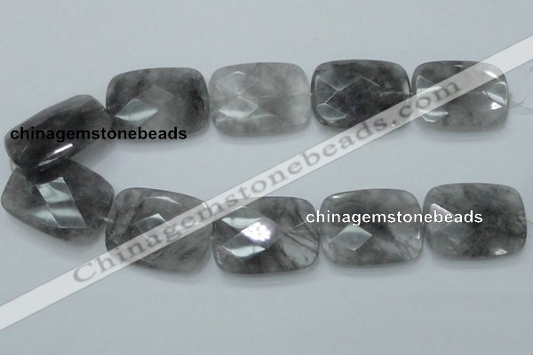 CCQ192 15.5 inches 30*40mm faceted rectangle cloudy quartz beads