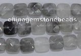 CCQ197 15.5 inches 8*8mm faceted square cloudy quartz beads