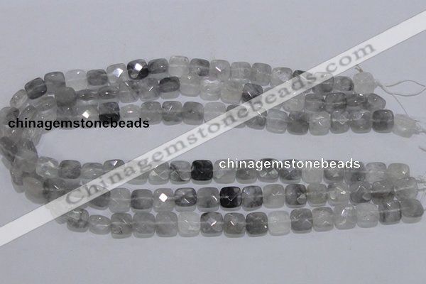 CCQ197 15.5 inches 8*8mm faceted square cloudy quartz beads