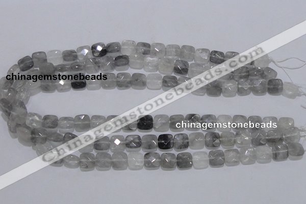 CCQ198 15.5 inches 10*10mm faceted square cloudy quartz beads