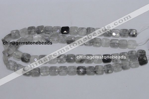 CCQ199 15.5 inches 12*12mm faceted square cloudy quartz beads