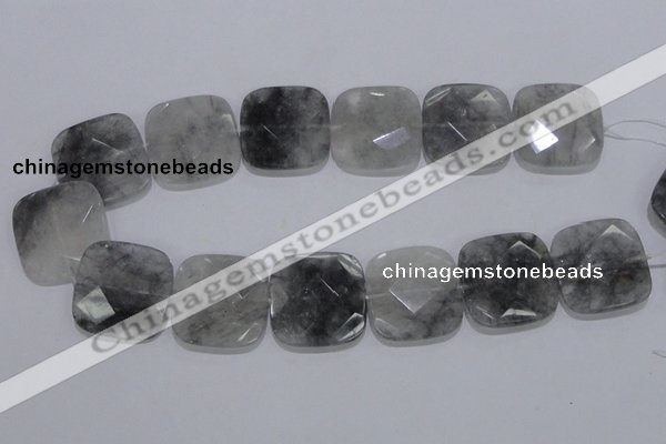 CCQ201 15.5 inches 30*30mm faceted square cloudy quartz beads