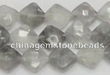 CCQ208 15.5 inches 10*10mm faceted diamond cloudy quartz beads