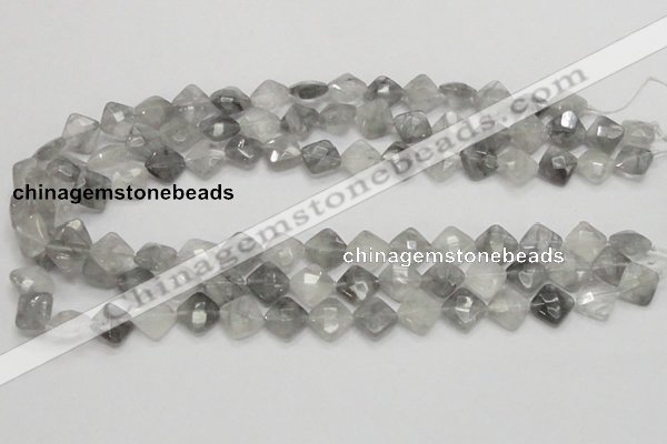 CCQ208 15.5 inches 10*10mm faceted diamond cloudy quartz beads