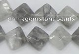 CCQ209 15.5 inches 12*12mm faceted diamond cloudy quartz beads