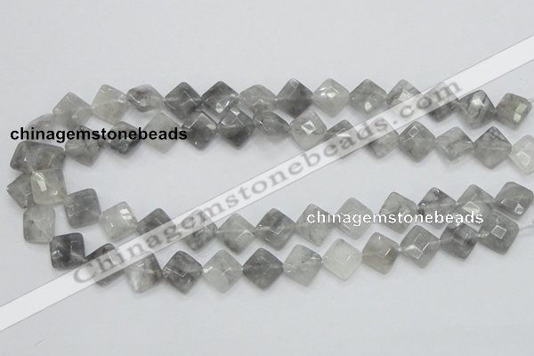 CCQ209 15.5 inches 12*12mm faceted diamond cloudy quartz beads