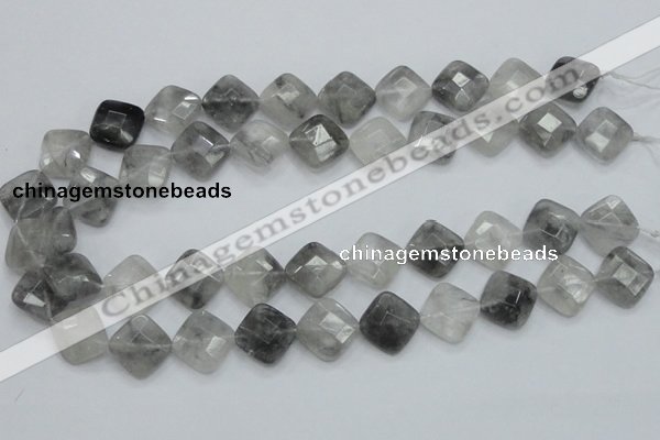 CCQ210 15.5 inches 15*15mm faceted diamond cloudy quartz beads