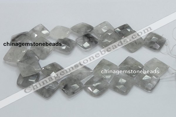 CCQ211 15.5 inches 25*25mm faceted diamond cloudy quartz beads