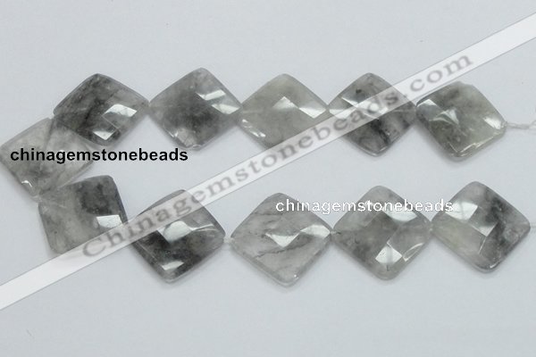 CCQ212 15.5 inches 30*30mm faceted diamond cloudy quartz beads