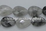 CCQ213 15.5 inches 13*18mm faceted flat teardrop cloudy quartz beads