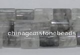 CCQ219 15.5 inches 10*15mm faceted & flat column cloudy quartz beads