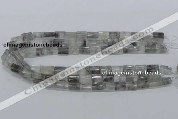 CCQ219 15.5 inches 10*15mm faceted & flat column cloudy quartz beads