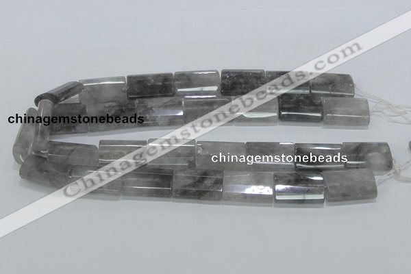 CCQ221 15.5 inches 18*25mm faceted & flat column cloudy quartz beads