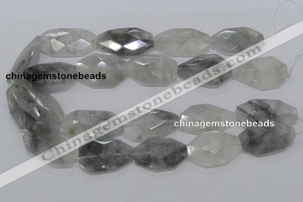 CCQ228 15.5 inches 22*35mm faceted freeform cloudy quartz beads