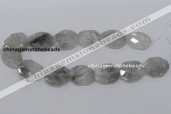 CCQ229 15.5 inches 26*32mm faceted freeform cloudy quartz beads