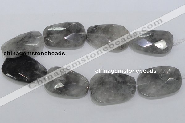 CCQ232 15.5 inches 35*50mm faceted freeform cloudy quartz beads