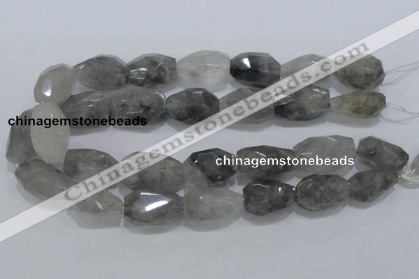 CCQ233 15.5 inches 20*30mm faceted nugget cloudy quartz beads