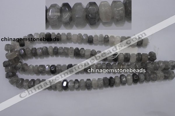 CCQ237 15.5 inches 8*12mm faceted rondelle cloudy quartz beads