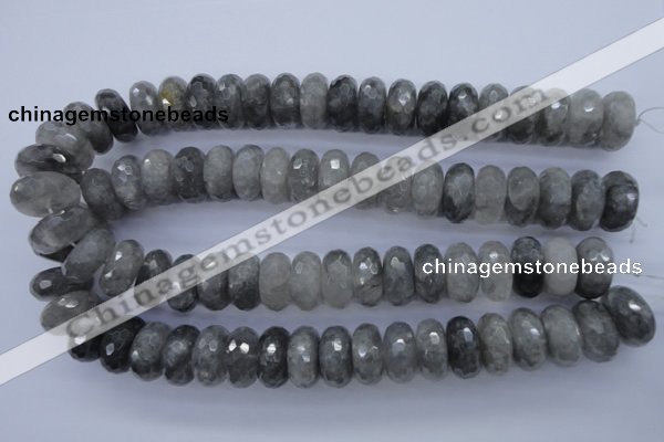 CCQ238 15.5 inches 10*20mm faceted rondelle cloudy quartz beads