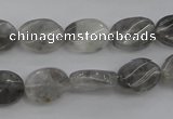 CCQ248 15.5 inches 10*14mm twisted oval cloudy quartz beads wholesale