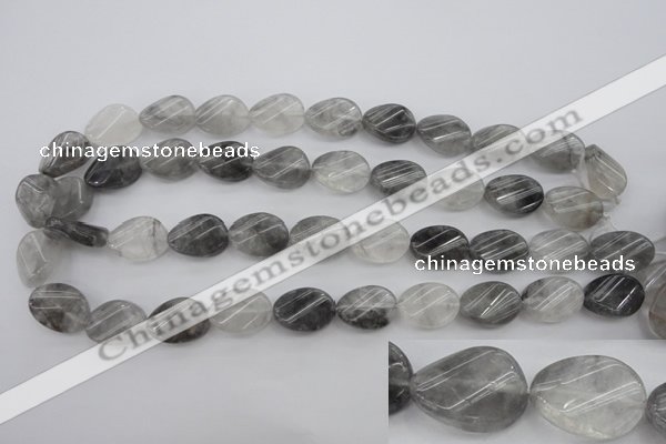 CCQ249 15.5 inches 13*18mm twisted oval cloudy quartz beads wholesale