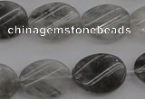 CCQ250 15.5 inches 15*20mm twisted oval cloudy quartz beads wholesale