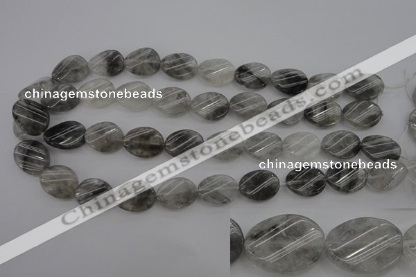 CCQ250 15.5 inches 15*20mm twisted oval cloudy quartz beads wholesale