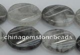 CCQ251 15.5 inches 18*25mm twisted oval cloudy quartz beads wholesale