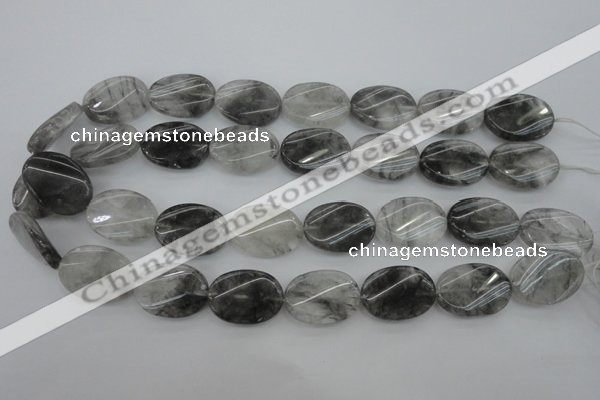 CCQ251 15.5 inches 18*25mm twisted oval cloudy quartz beads wholesale