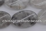 CCQ252 15.5 inches 20*30mm twisted oval cloudy quartz beads wholesale