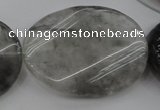 CCQ253 15.5 inches 30*40mm twisted oval cloudy quartz beads wholesale