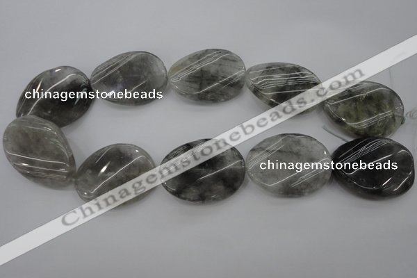 CCQ253 15.5 inches 30*40mm twisted oval cloudy quartz beads wholesale