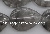 CCQ257 15.5 inches 25*35mm flat teardrop cloudy quartz beads