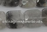 CCQ262 15.5 inches 20*20mm faceted square cloudy quartz beads