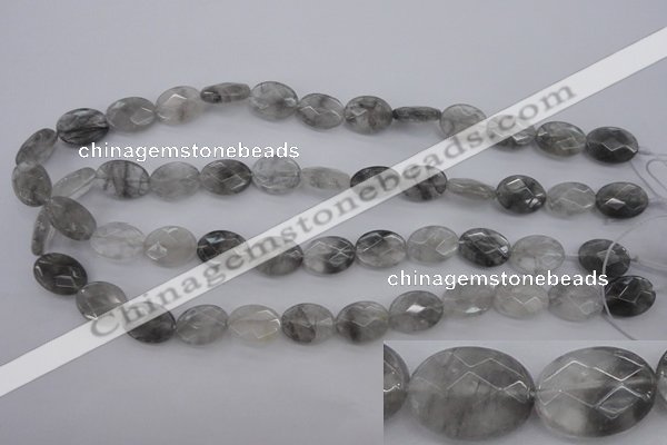 CCQ265 15.5 inches 12*16mm faceted oval cloudy quartz beads