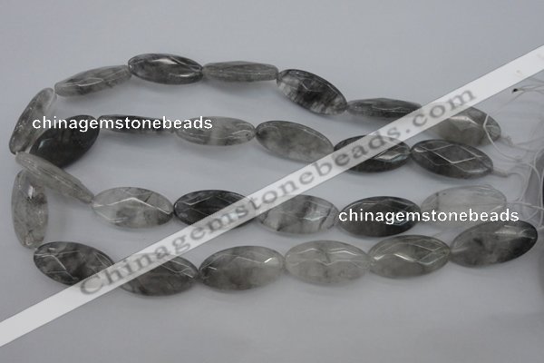 CCQ266 15.5 inches 15*30mm faceted oval cloudy quartz beads