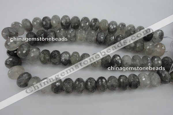 CCQ287 15.5 inches 12*18mm faceted rondelle cloudy quartz beads