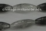 CCQ289 15.5 inches 10*25mm faceted rice cloudy quartz beads