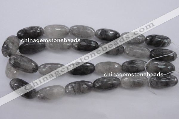 CCQ294 15.5 inches 15*30mm faceted rice cloudy quartz beads