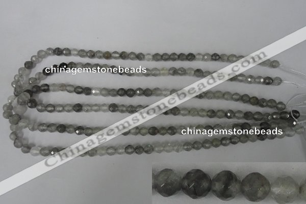 CCQ311 15.5 inches 6mm faceted round cloudy quartz beads wholesale