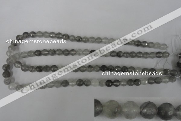 CCQ312 15.5 inches 8mm faceted round cloudy quartz beads wholesale