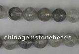 CCQ313 15.5 inches 10mm faceted round cloudy quartz beads wholesale