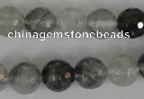 CCQ314 15.5 inches 12mm faceted round cloudy quartz beads wholesale