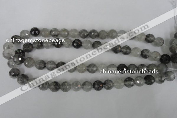 CCQ314 15.5 inches 12mm faceted round cloudy quartz beads wholesale