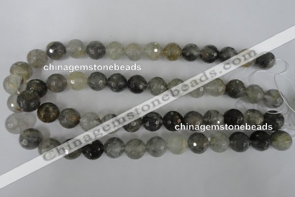 CCQ315 15.5 inches 14mm faceted round cloudy quartz beads wholesale