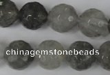 CCQ316 15.5 inches 16mm faceted round cloudy quartz beads wholesale