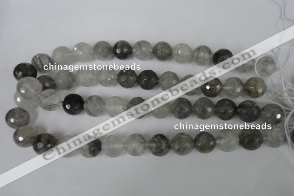 CCQ316 15.5 inches 16mm faceted round cloudy quartz beads wholesale