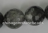 CCQ319 15.5 inches 22mm faceted round cloudy quartz beads wholesale