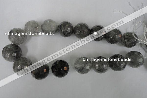 CCQ320 15.5 inches 25mm faceted round cloudy quartz beads wholesale