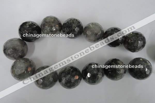 CCQ321 15.5 inches 30mm faceted round cloudy quartz beads wholesale